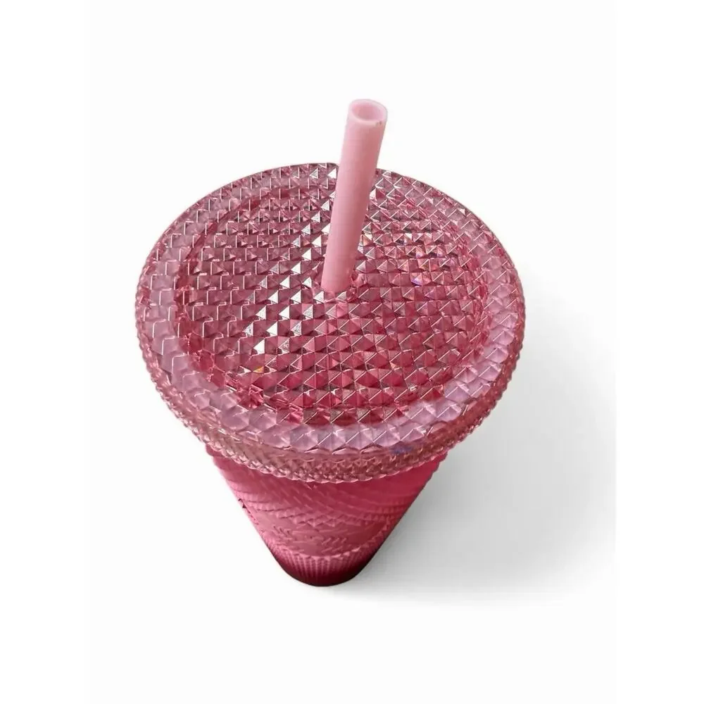 New Starbucks 2021 Blush Pink Waxberry Ombre Gradient Studded 24oz Tumbler Cup